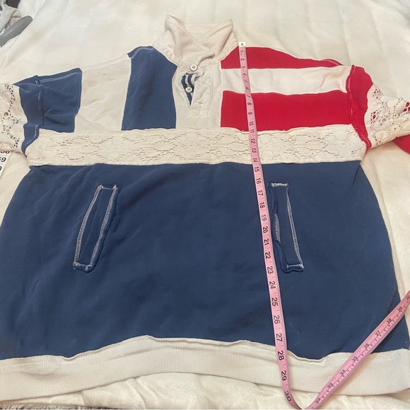 Free People  American Dream Polo - Red, Blue, Cream Small 2355 - Picture 7 of 10